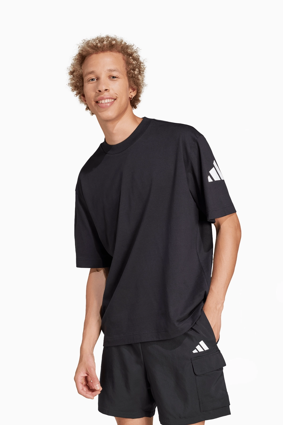 Koszulka adidas Essentials Loose Fit 3 Bar Logo - Czarny