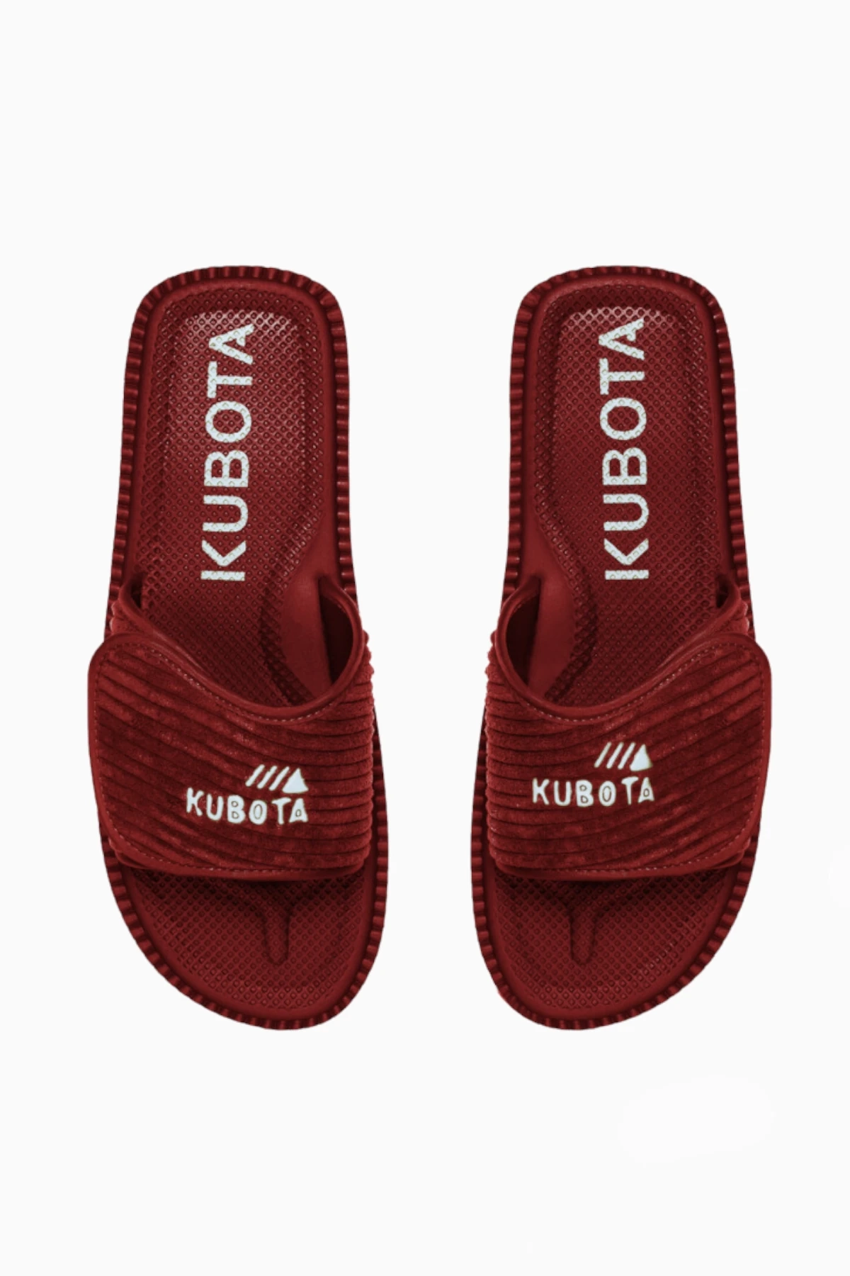 Klapki Kubota Rzep Sztruksowe - Bordowy