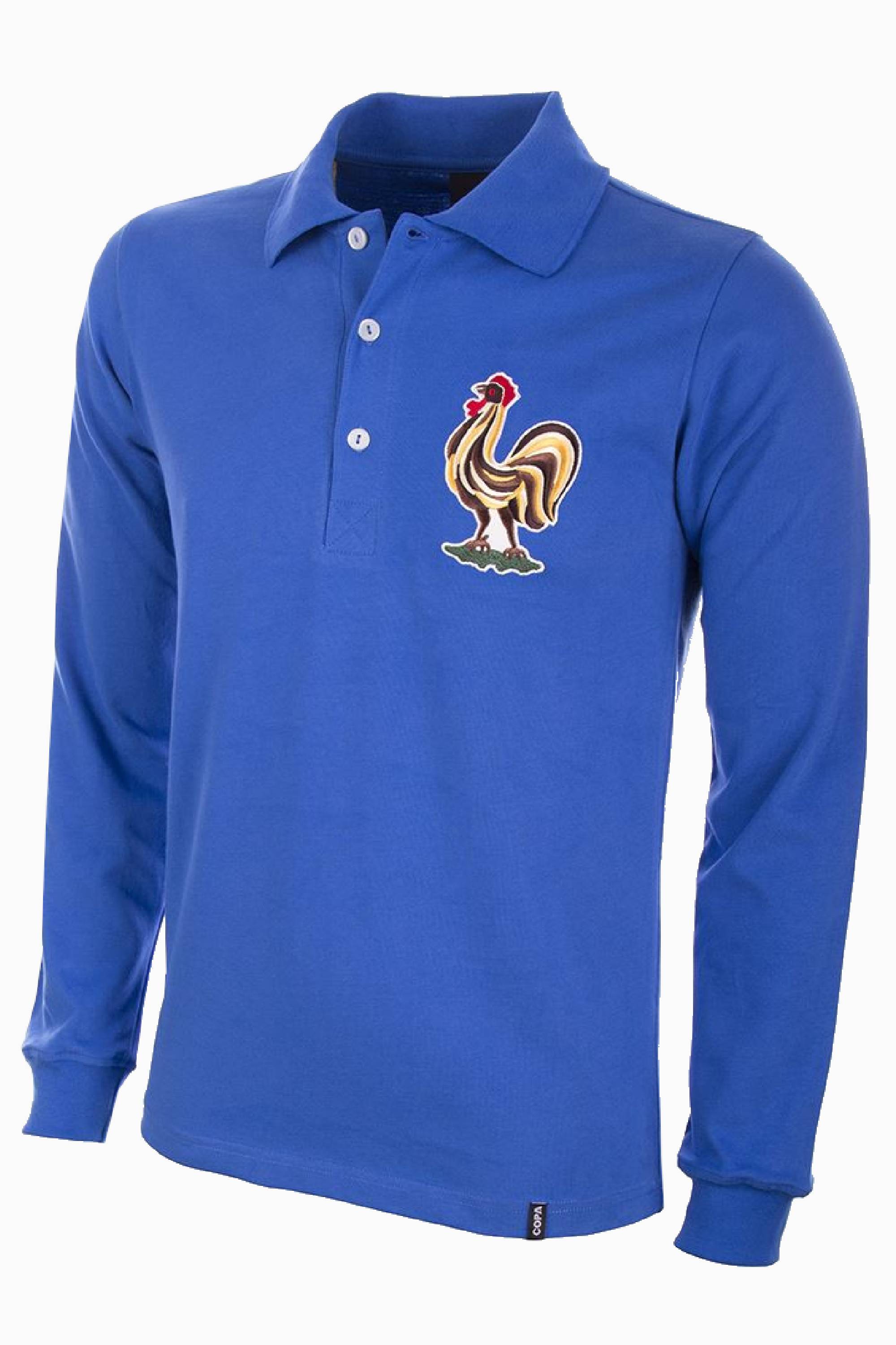 Koszulka z długim rękawem Reprezentacji Francji Retro COPA 1950's - Niebieski
