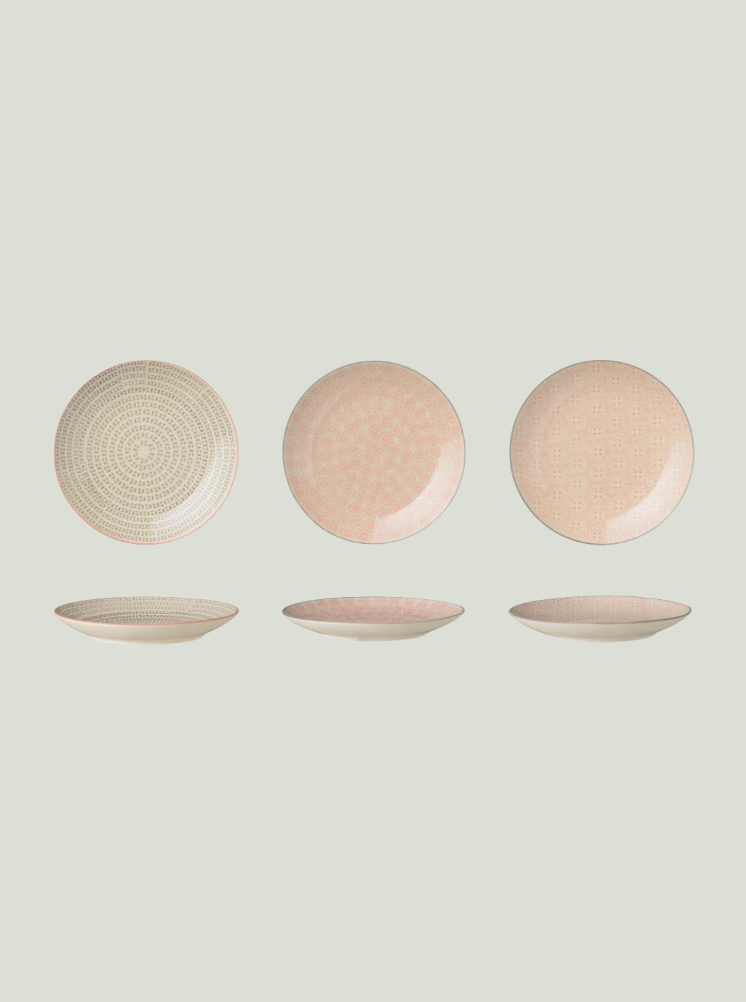 Talerz Cécile, róża, kamionka 20 cm Bloomingville - zestaw 3 szt