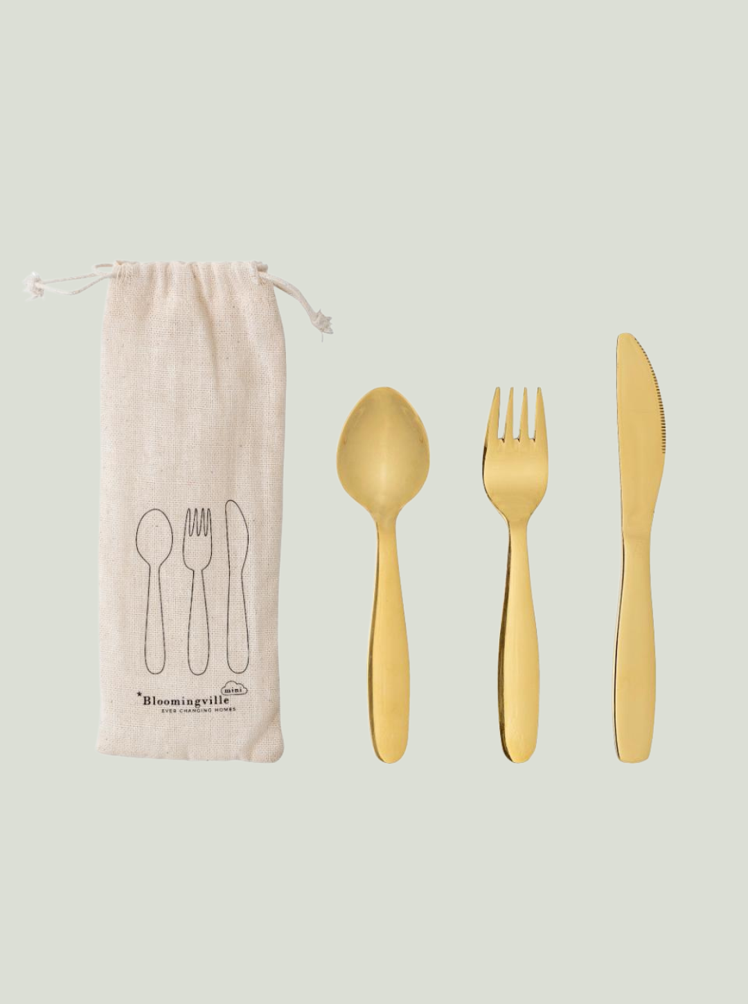 Sztućce dla Dzieci Ally, złoto, stal nierdzewna Bloomingville MINI