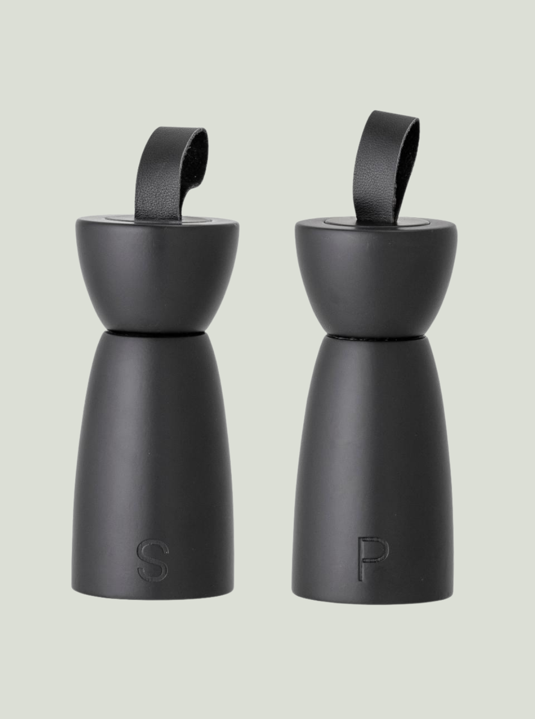 Młynek do soli i pieprzu Hanif, czarny, drewno kauczukowe Bloomingville