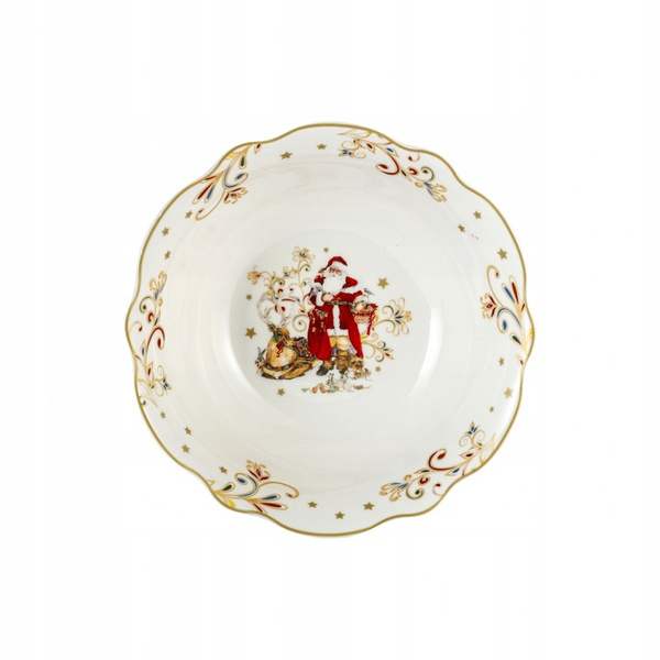 Miska ceramiczna Mikołaj z Reniferem złote ranty 15,5cm
