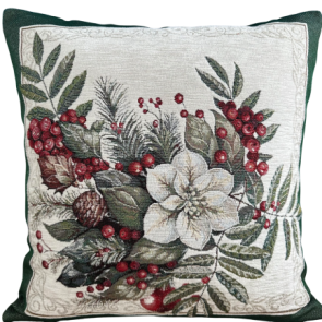 BN Poszewka 40x40cm Chenille Świąteczny stroik, biała Poisencja