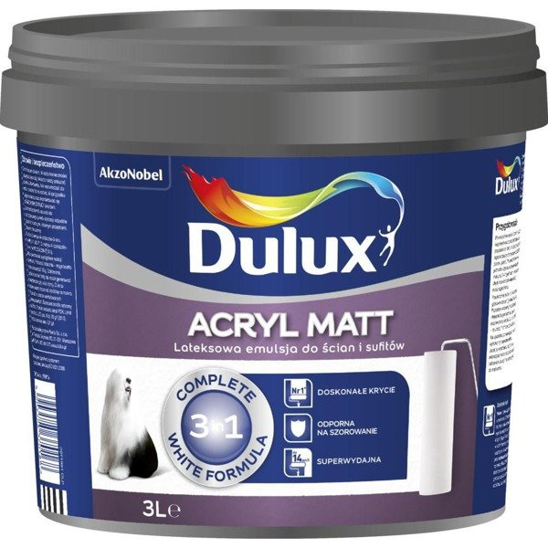 Lateksowa farba Dulux Acryl Matt 3L Biała