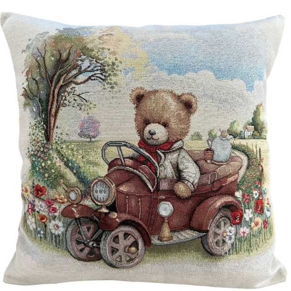 Poszewka na poduszkę 40x40cm EDEN Miś wóz Chenille