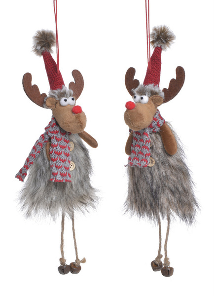 Zawieszka Renifer futerko sukienka nogi janczary 28cm