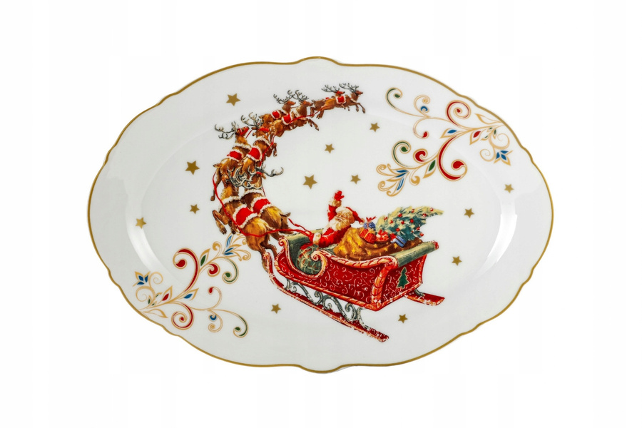 Półmisek ceramiczny Mikołaj w saniach 30,5x20cm