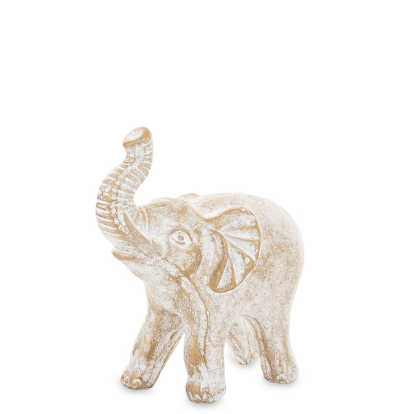 Słoń ceramiczny złoty przycierany białym 15,5cm