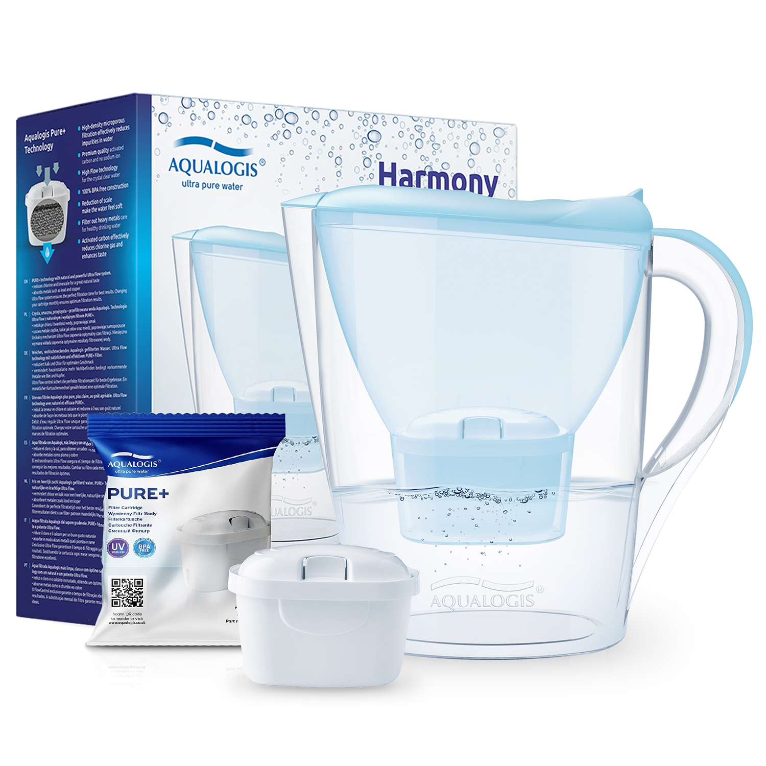 Dzbanek Filtrujący Aqualogis Harmony 2.6 Jasno Niebieski 1 Wkład Pure+