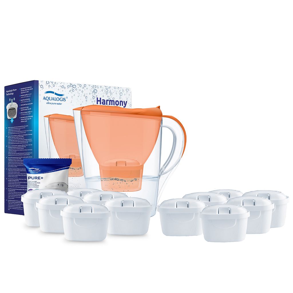 Dzbanek Filtrujący Aqualogis Harmony 2.6 Pomarańczowy + 12 wkładów Filtrujących Pure+