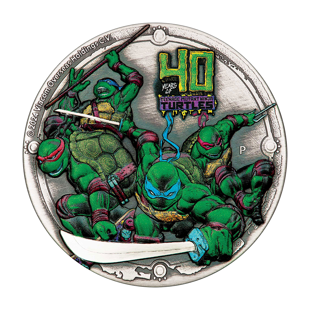 Srebrna moneta Wojownicze Żółwie Ninja: 40-lecie 2024 2 uncje - wysyłka 24 h! - Mennica Skarbowa
