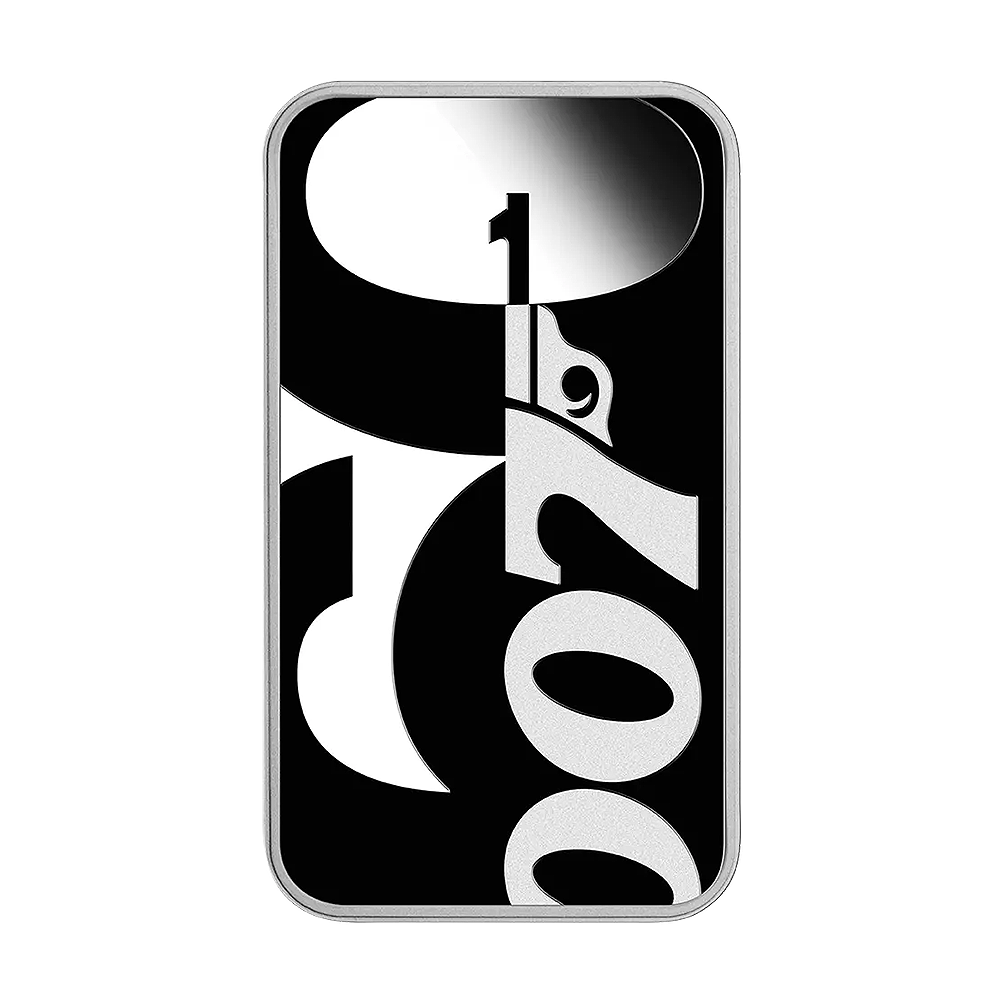 Srebrna prostokątna moneta JAMES BOND 60 Rocznica 2022 1 uncja - wysyłka 24 h! - Mennica Skarbowa