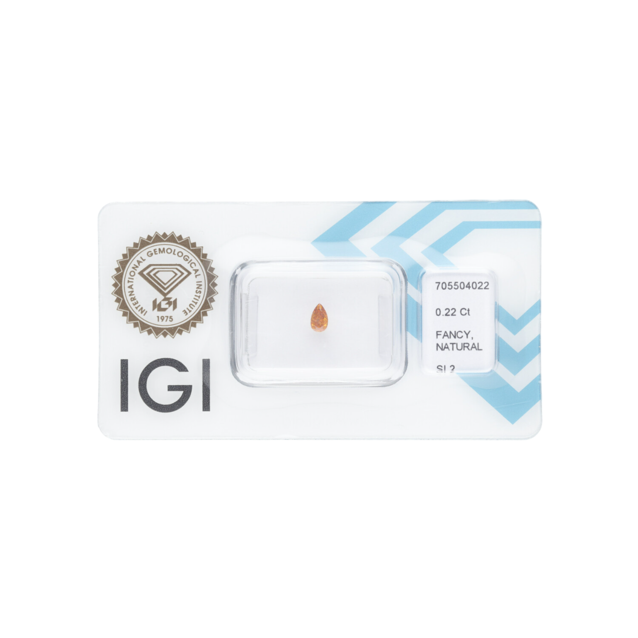 Diament naturalny 0,22 CT / Natural Fancy Intense Yellow Orange / Pear Modified Brilliant / SI2 / G - wysyłka 24 h! - Mennica Skarbowa