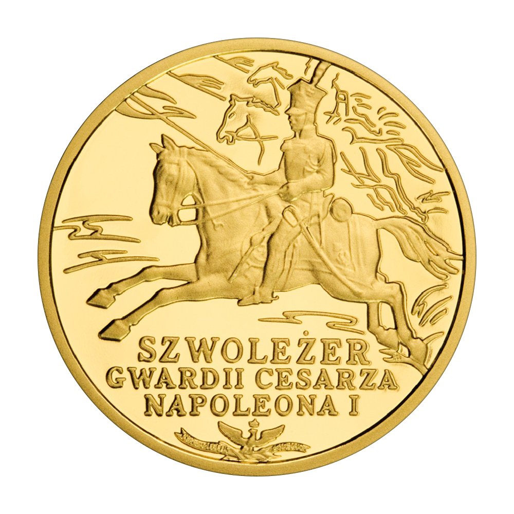 Złota moneta 200 zł Historia Jazdy Polskiej: Szwoleżer Gwardii Cesarza Napoleona I 2010 - wysyłka 24 h! - Mennica Skarbowa