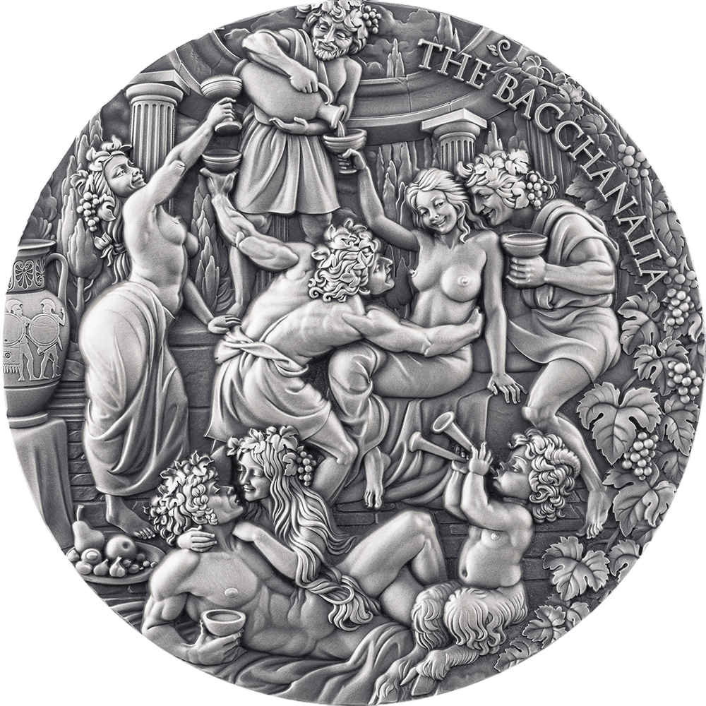 Srebrna moneta Niebiańskie piękno: Bachanalia 2025 5 uncji - wysyłka 24 h! - Mennica Skarbowa