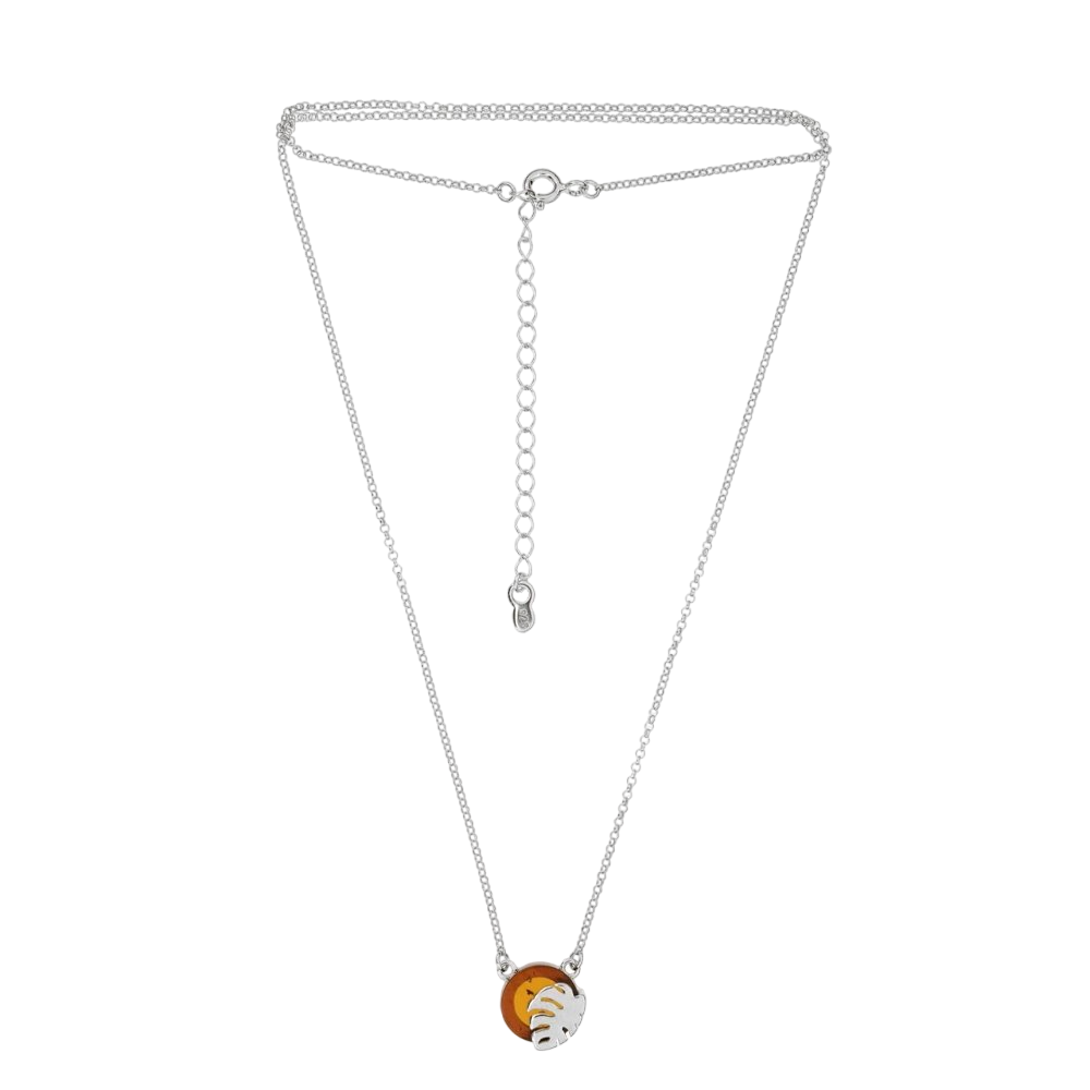 Naszyjnik pozłacany Monstera bursztyn - wysyłka 24 h! - Mennica Skarbowa