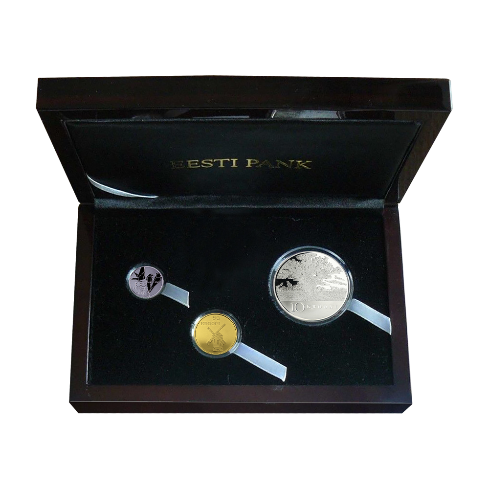 Zestaw monet 90. rocznica Republiki Estonii (złoto, srebro, platyna) 2008 - wysyłka 24 h! - Mennica Skarbowa