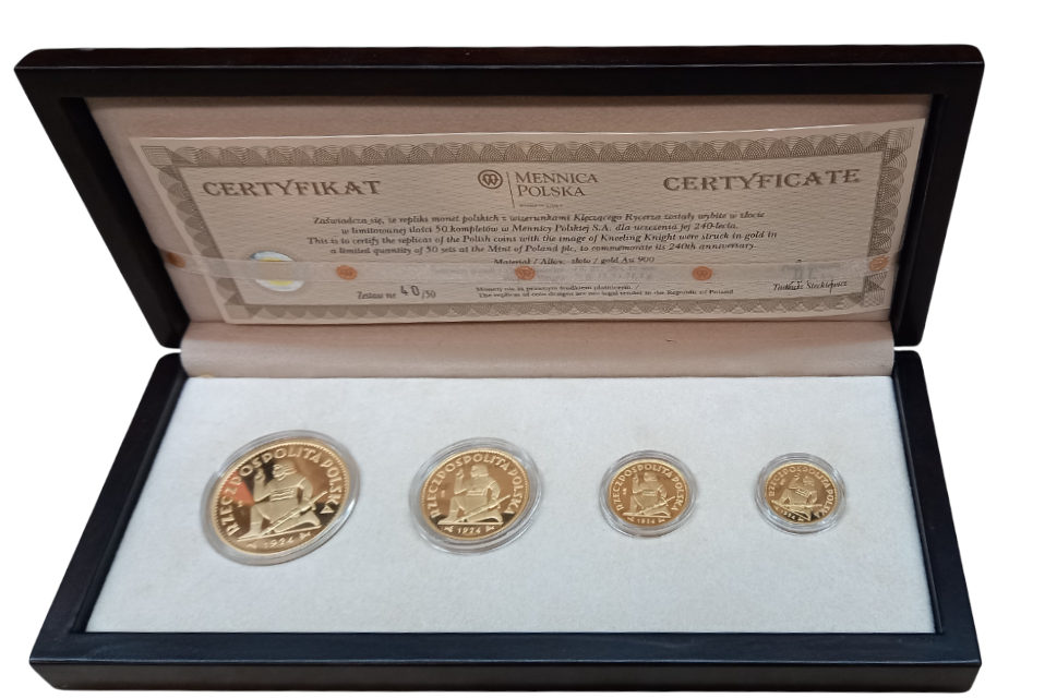 Zestaw złotych monet Klęczący Rycerz 1924 - wysyłka 24 h! - Mennica Skarbowa