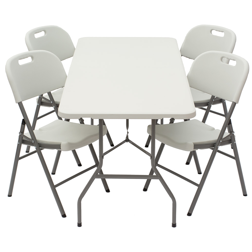 Zestaw cateringowy ogrodowy – stół biały 180x74cm + 4 krzesła
