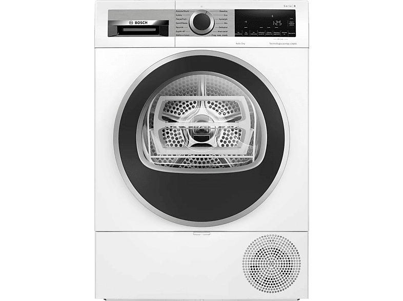 Suszarka kondensacyjna z pompą ciepła BOSCH WQG241MSPL 9 kg AutoDry Serie 6 Biały czarnymi drzwiami