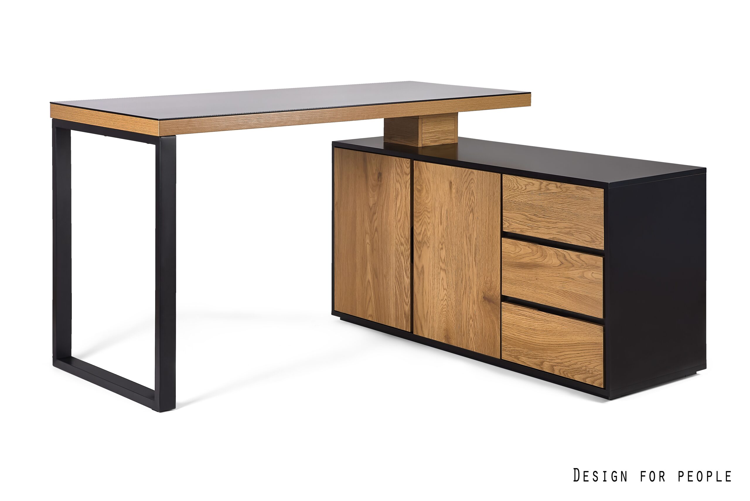 NEIL biurko z szafką, szklany blat