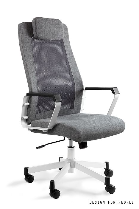 FOX fotel biurowy biały stelaż, czarny lub szary, siatka/tkanina
