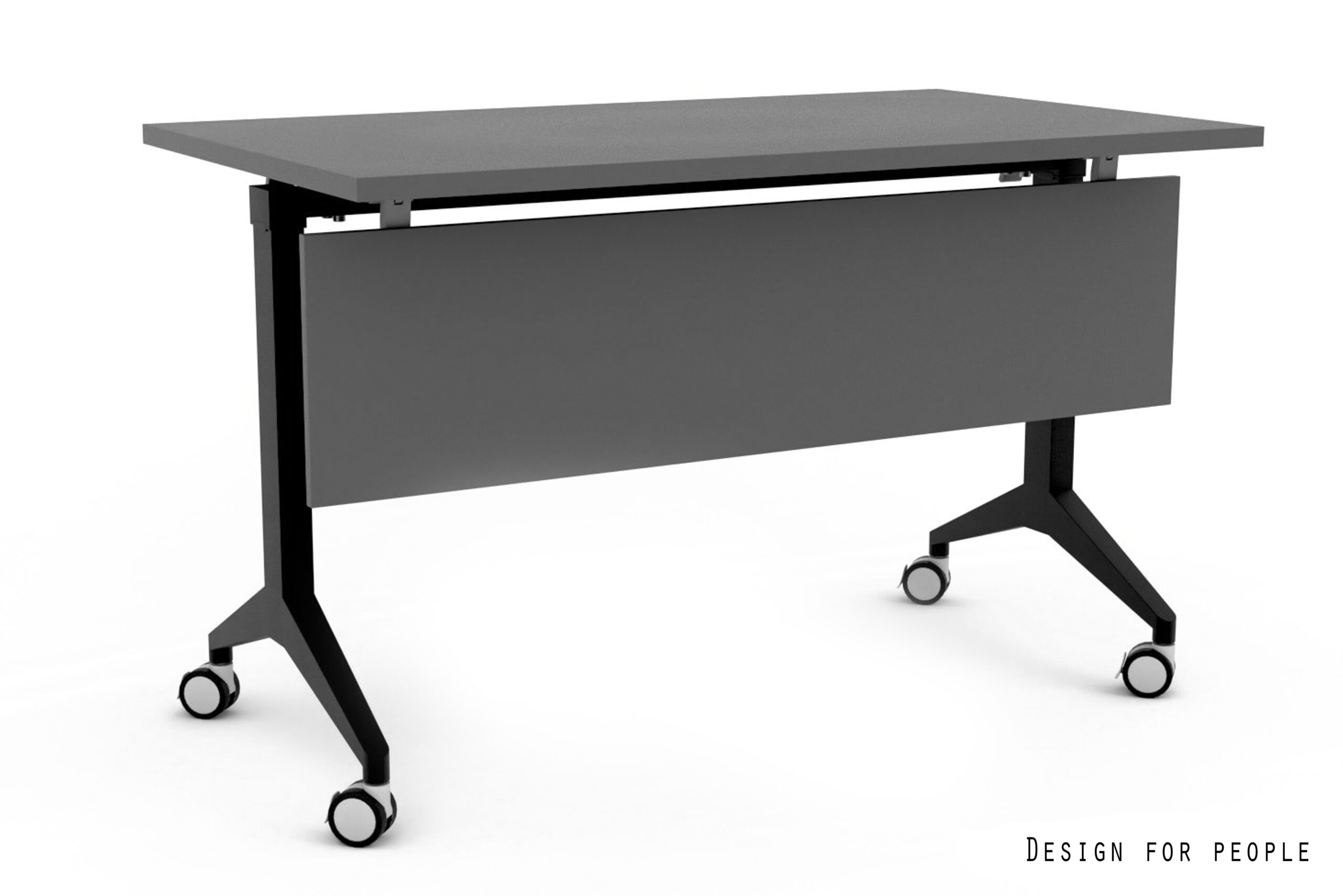 YUMI S mobilne biurko składane, czarny stelaż, blat i panel maskujący