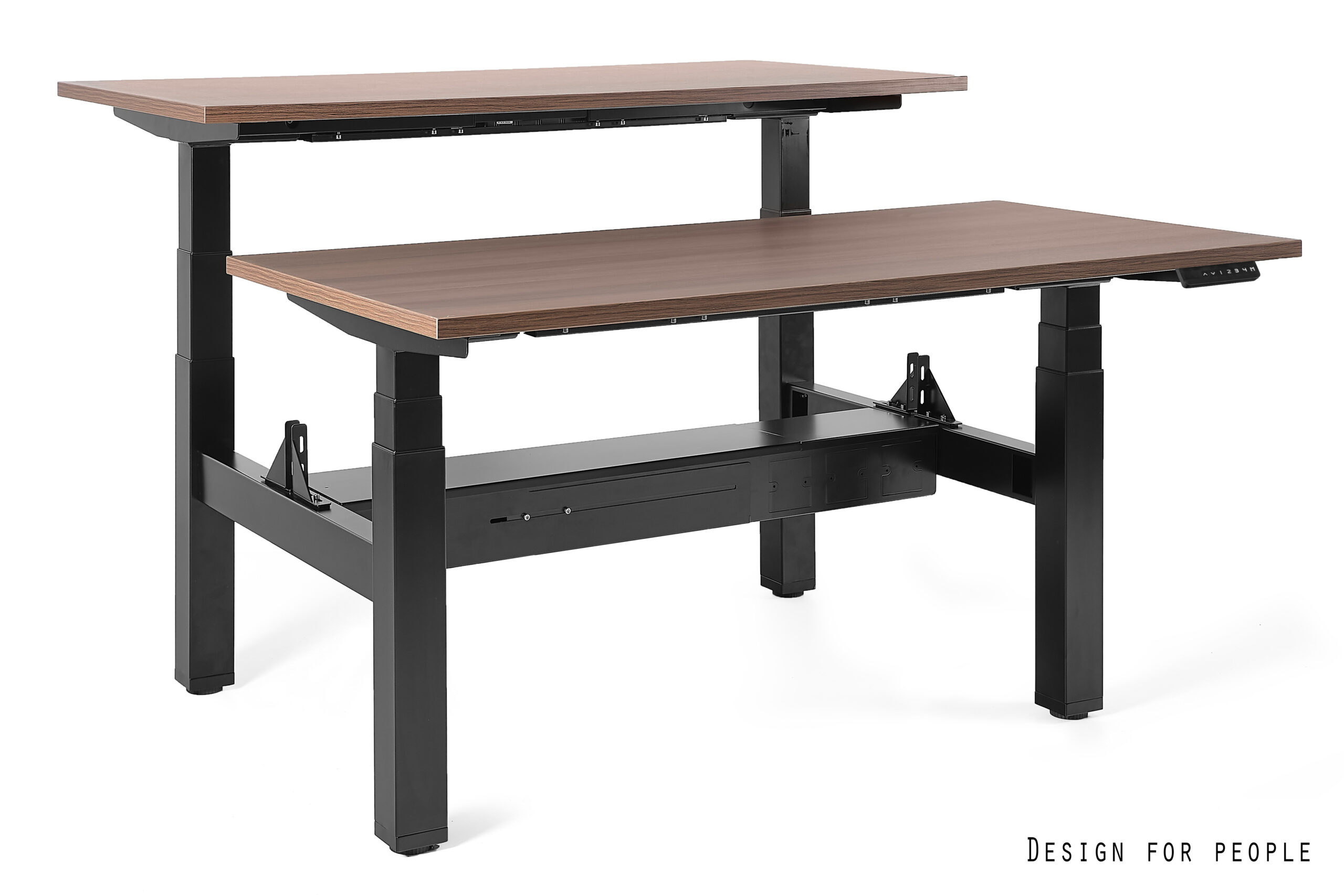 FIGHTER DOUBLE DESK podwójne biurko elektryczne, czarny stelaż, blat 4 kolory