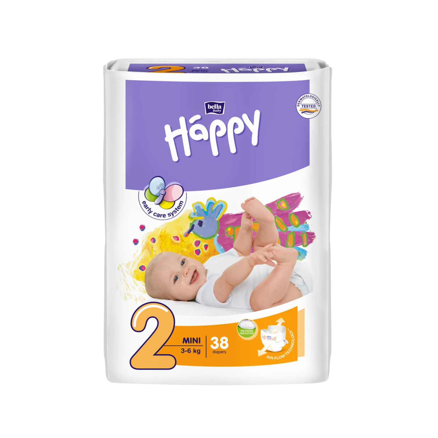 Bella happy mini - pieluchy jednorazowe dla niemowląt o wadze 3-6 kg, 38 sztuk