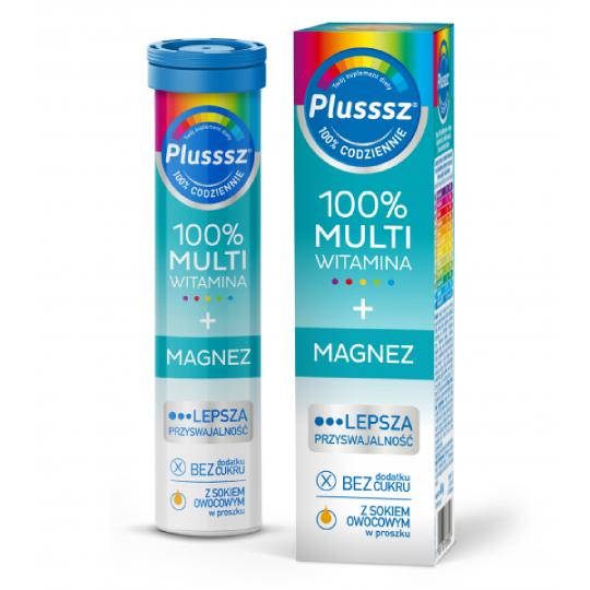 Plusssz 100% multiwitamina + magnez, 20 tabletek musujących