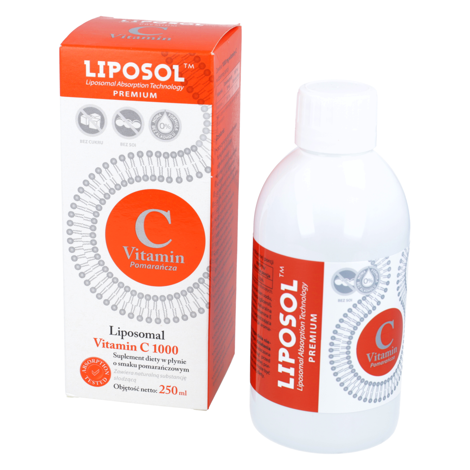 Aliness liposomal vitamin c, smak pomarańczowy, 250 ml