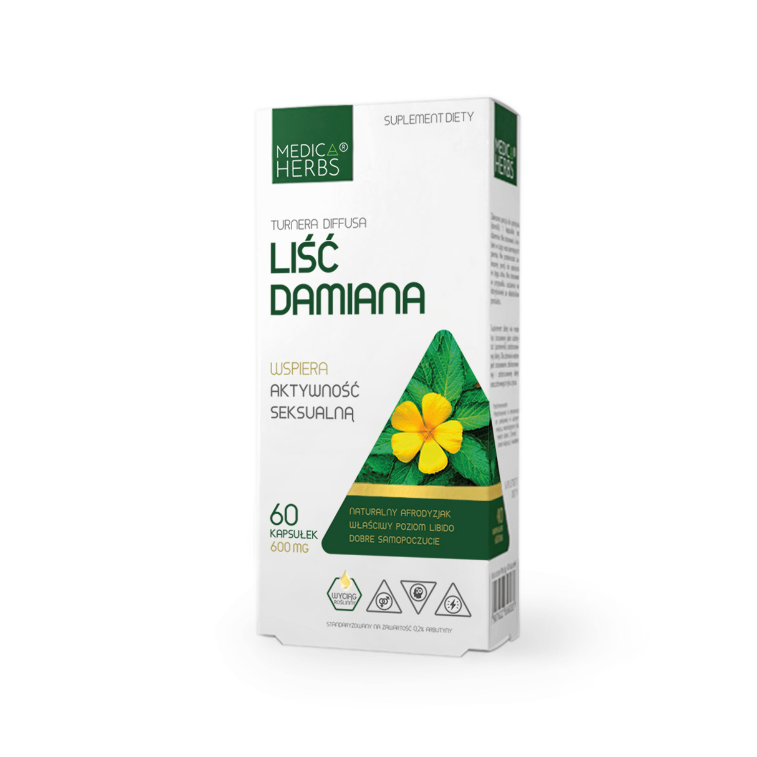 Medica herbs liść damiana 600 mg, 60 kapsułek