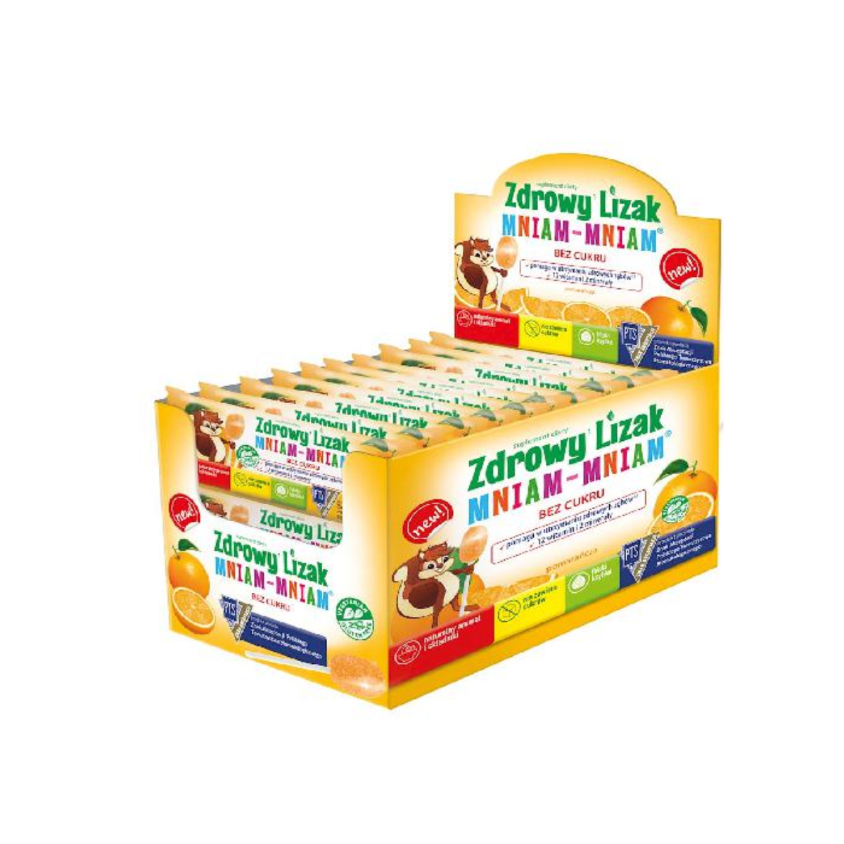 Zdrowy lizak mniam-mniam, smak pomarańczowy, 40 lizaków