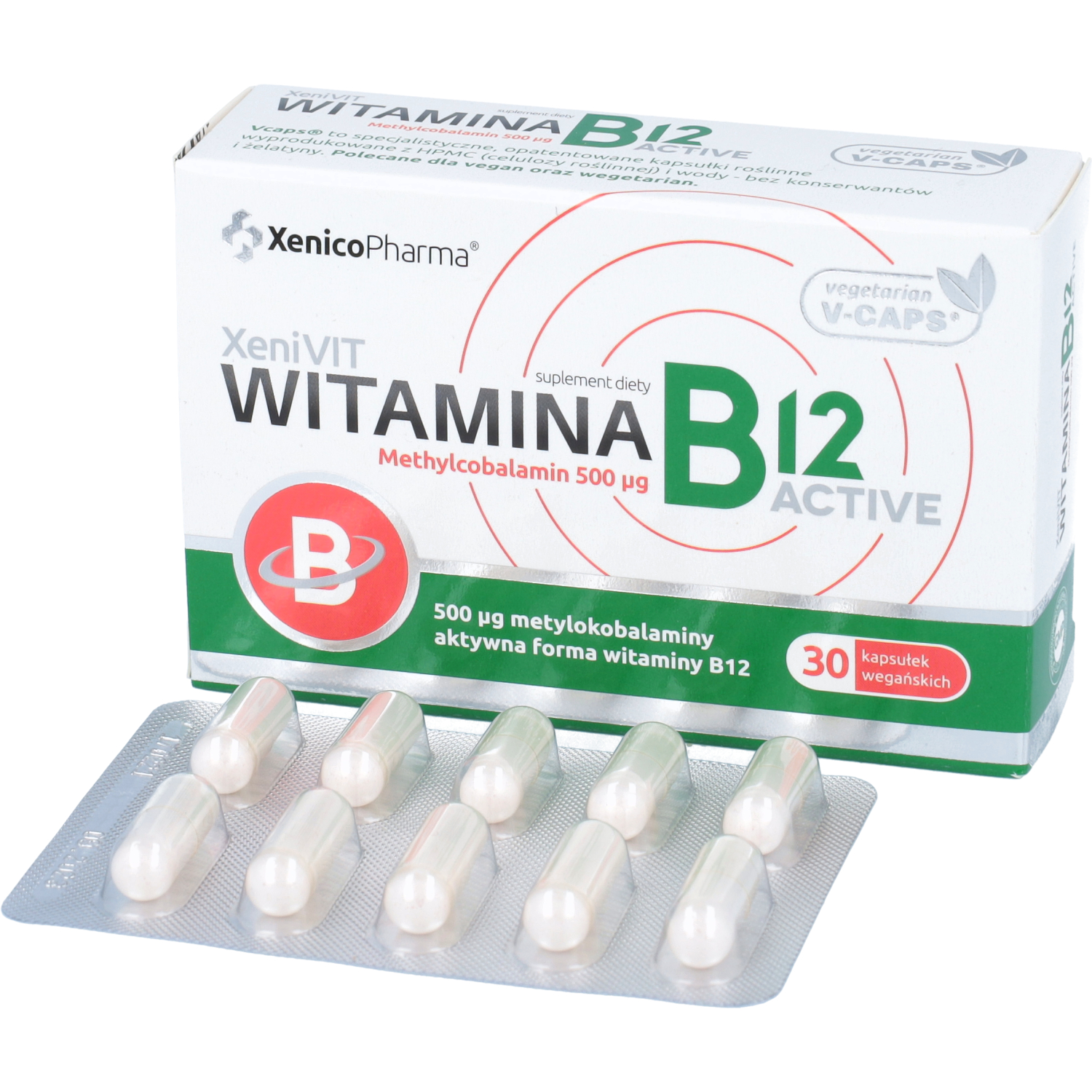 Witamina b12 active methylcobalamin 500 μg, 30 kapsułek