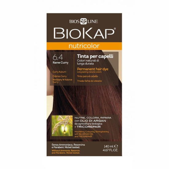 Biokap nutricolor - farba do włosów, 6.4 miedziany w kolorze curry, 140 ml (data ważności: 20.04.2026)