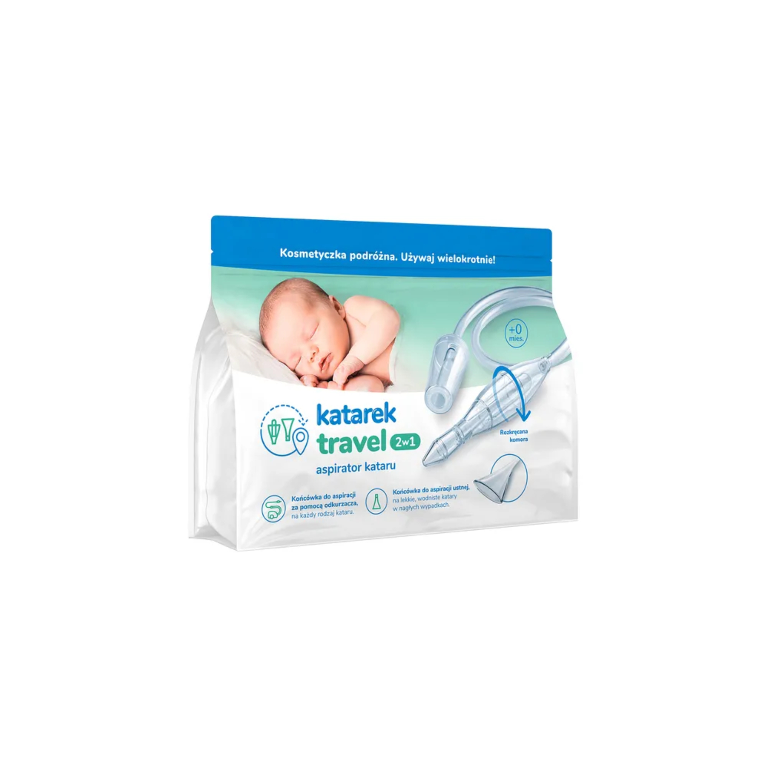 Katarek travel - aspirator do nosa 2 w 1, 1 sztuka