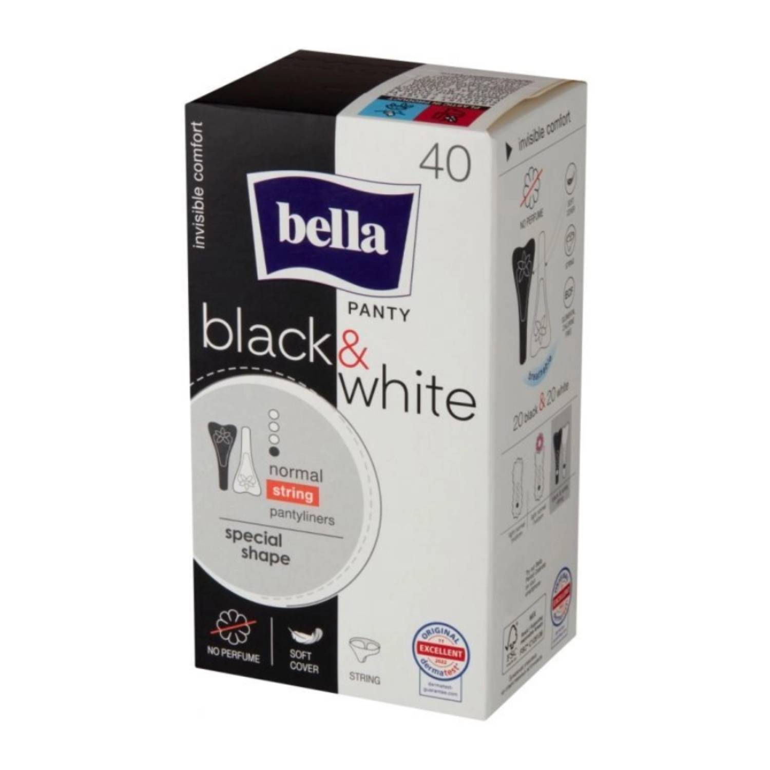 Bella panty black&white - wkładki higieniczne, slim, 40 sztuk