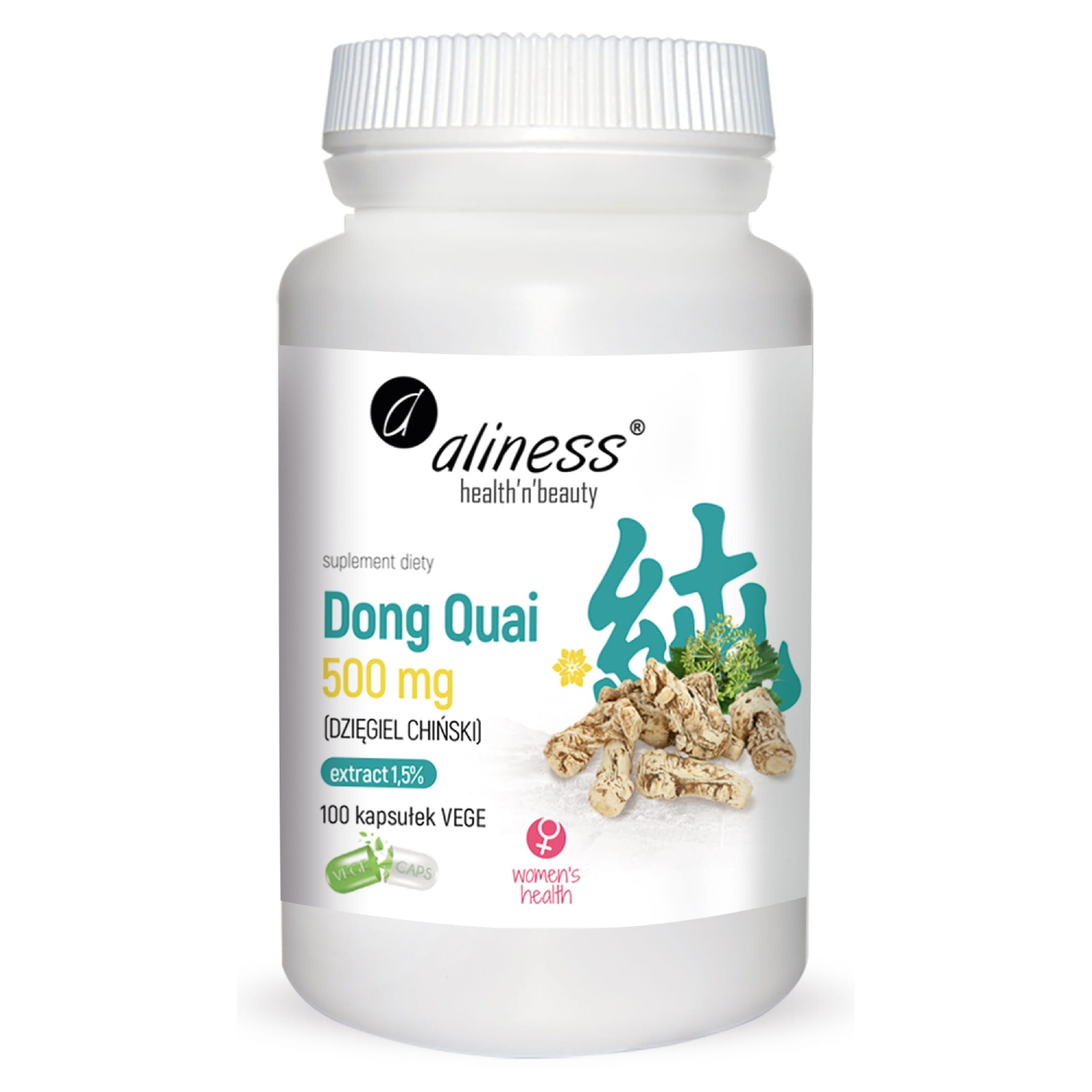 Aliness dong quai (dzięgiel chiński), 100 kapsułek