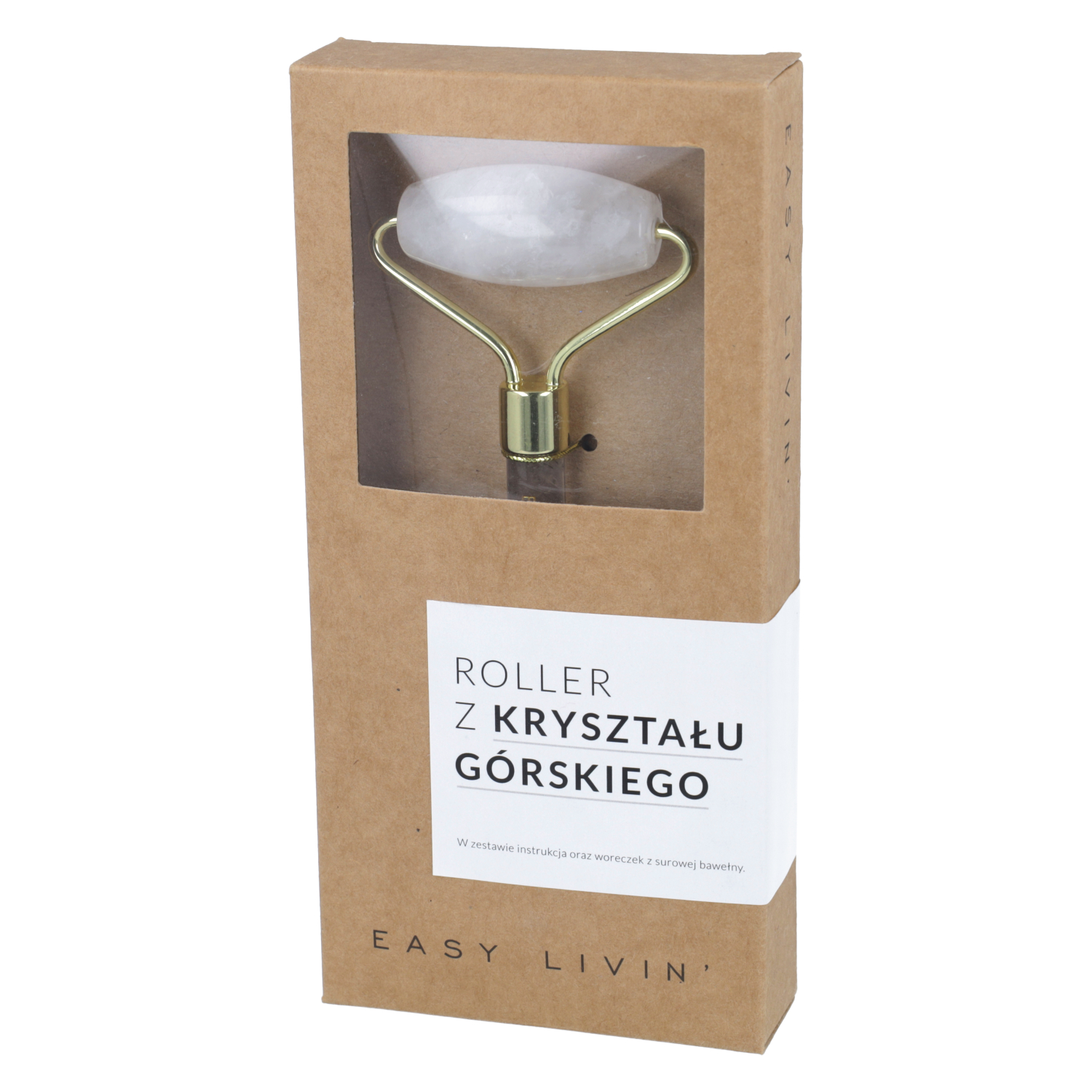 Easy livin - roller do masażu twarzy z kryształem górskim, 1 sztuka