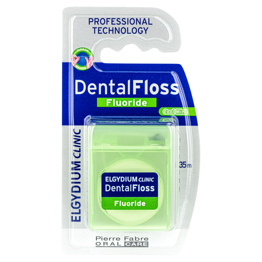 Elgydium clinic - nić dentystyczna z fluorem, orzeźwiająca mięta 35m, 1 sztuka