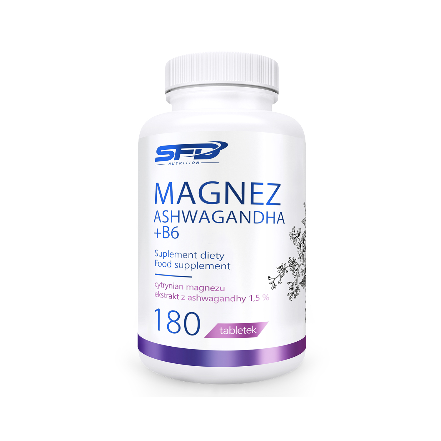 Sfd magnez, ashwagandha + b6, 180 tabletek