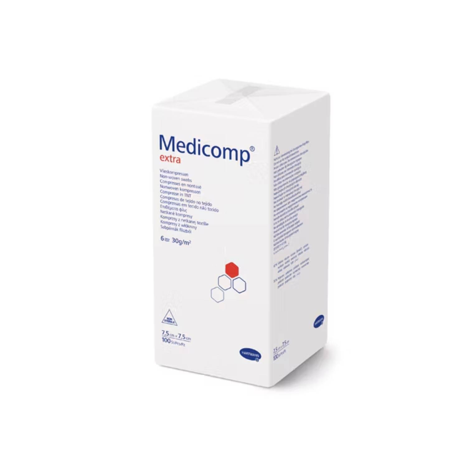 Medicomp extra - kompresy z włókniny, niejałowe, 7,5 cm x 7,5 cm, 100 sztuk