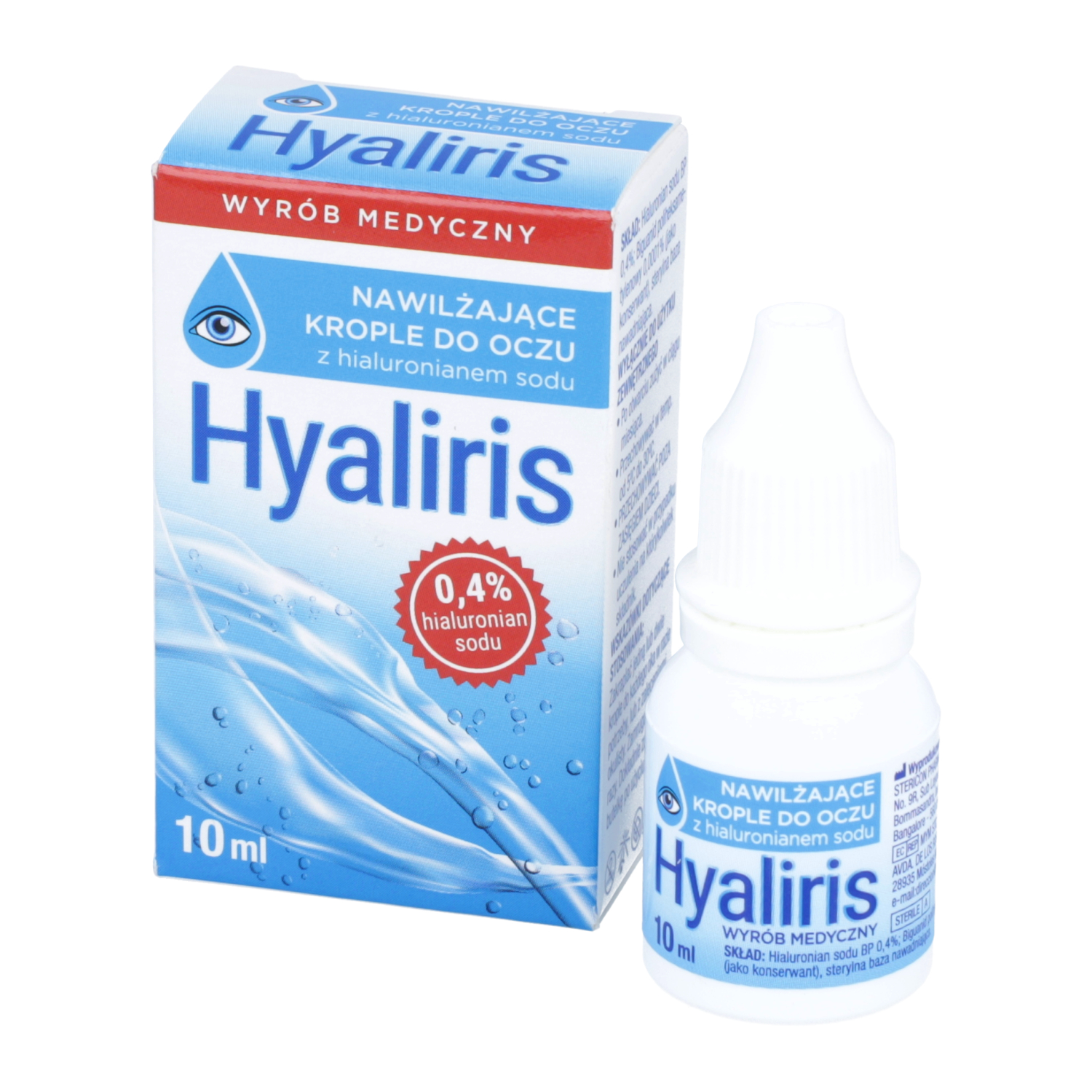 Zdrowe korzyści hyaliris, nawilżające krople do oczu, 10 ml