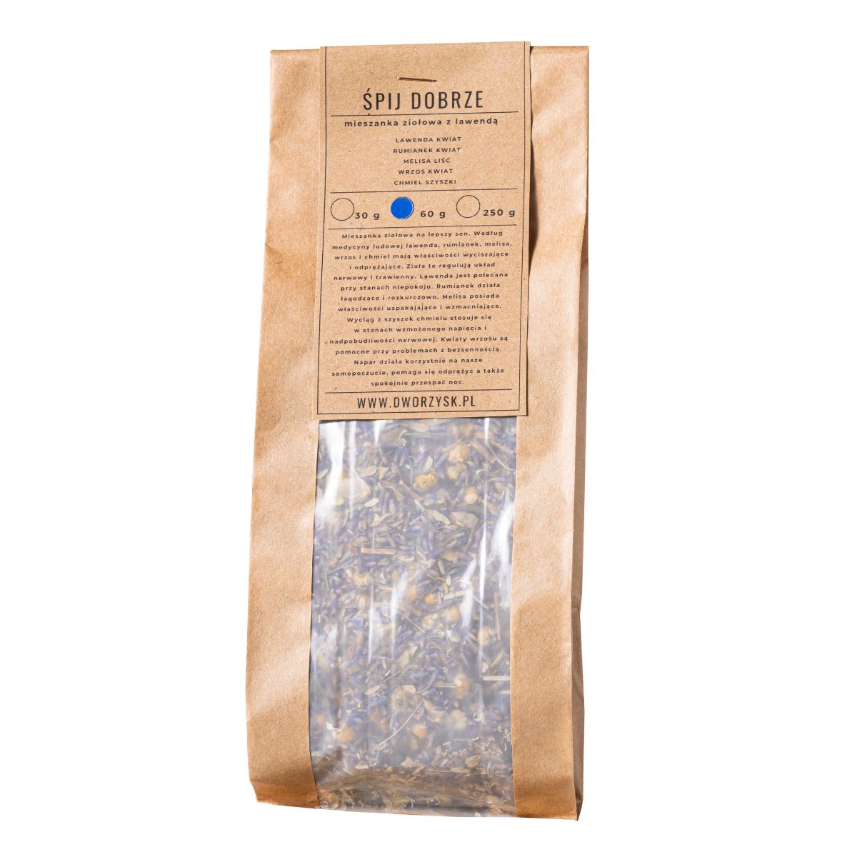 Dworzysk - mieszanka ziołowa śpij dobrze, dosypka, 60 g (data ważności: 31.12.2025)