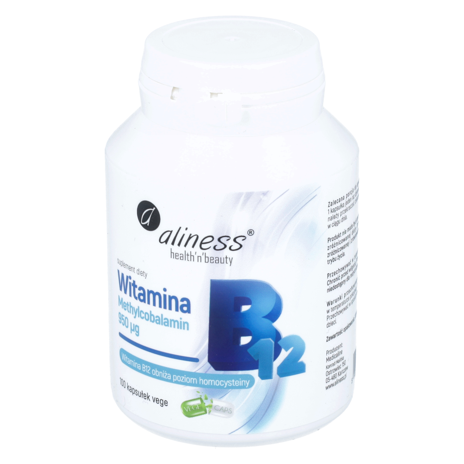 Aliness witamina b12, methylcobalamin 950 μg, 100 kapsułek