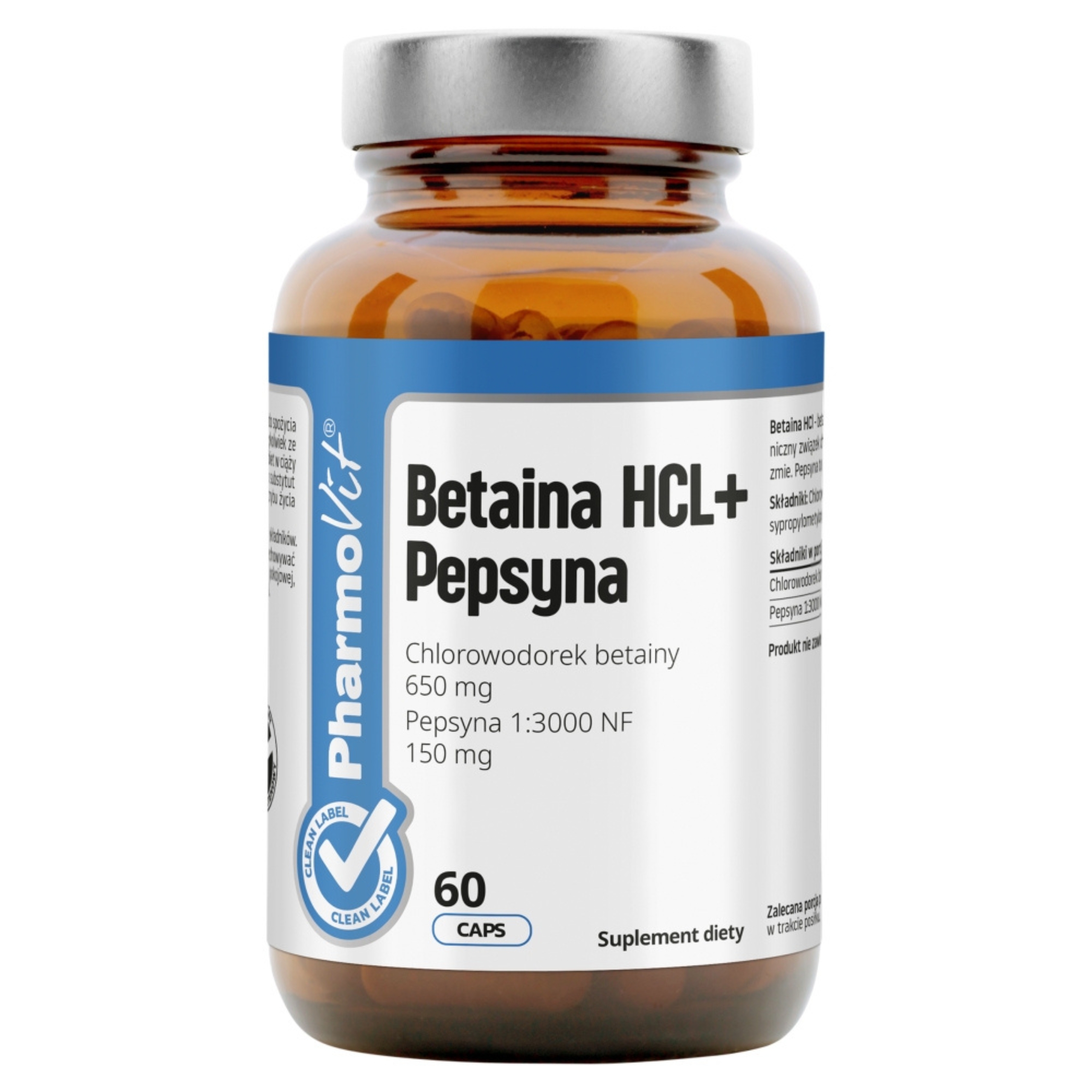 Pharmovit betaina hcl + pepsyna, 60 kapsułek