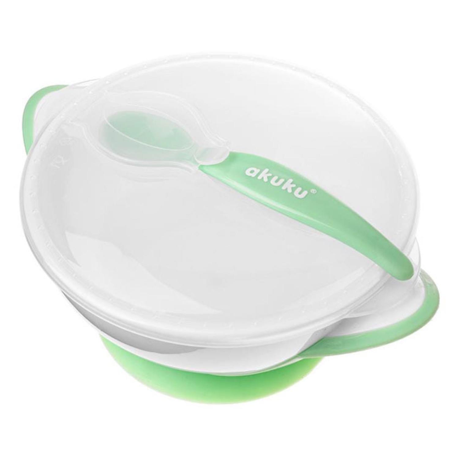 Akuku - miseczka na przyssawce, biało-zielona a0504, 1 sztuka