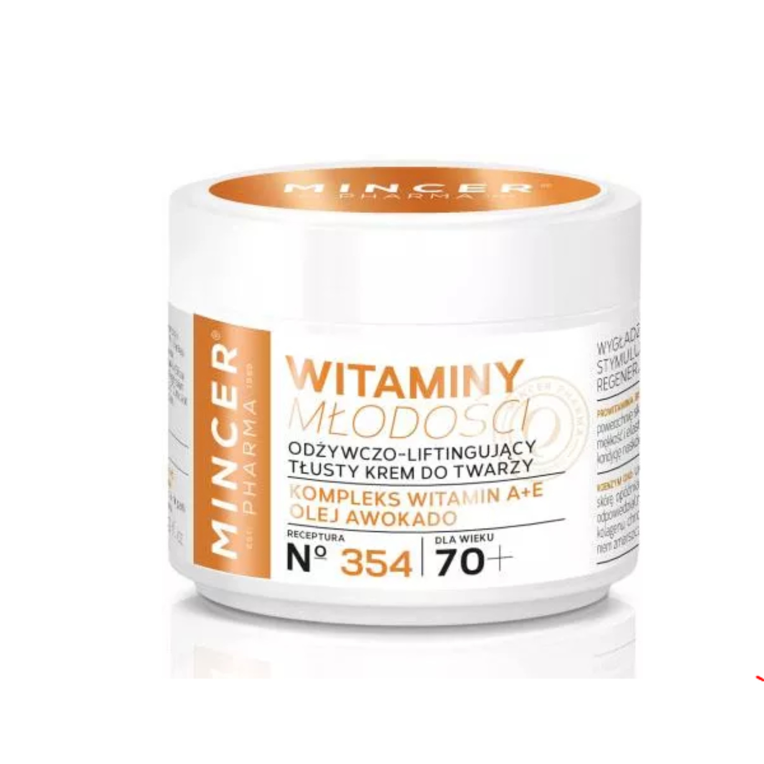 Mincer pharma witaminy młodości - odżywczo-liftingujący tłusty krem do twarzy 70+, 50 ml