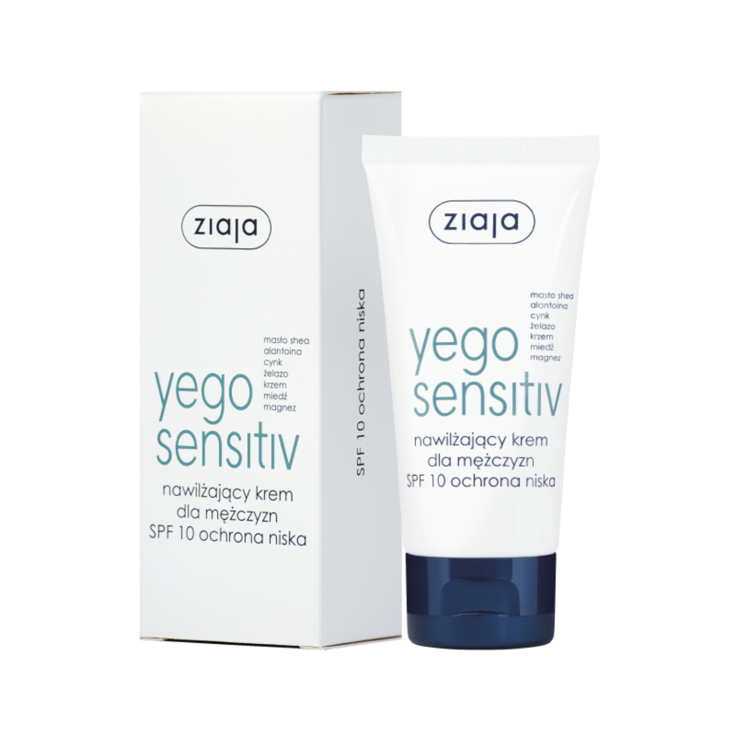 Ziaja yego sensitiv - nawilżający krem dla mężczyzn spf 10, ochrona niska, 50 ml